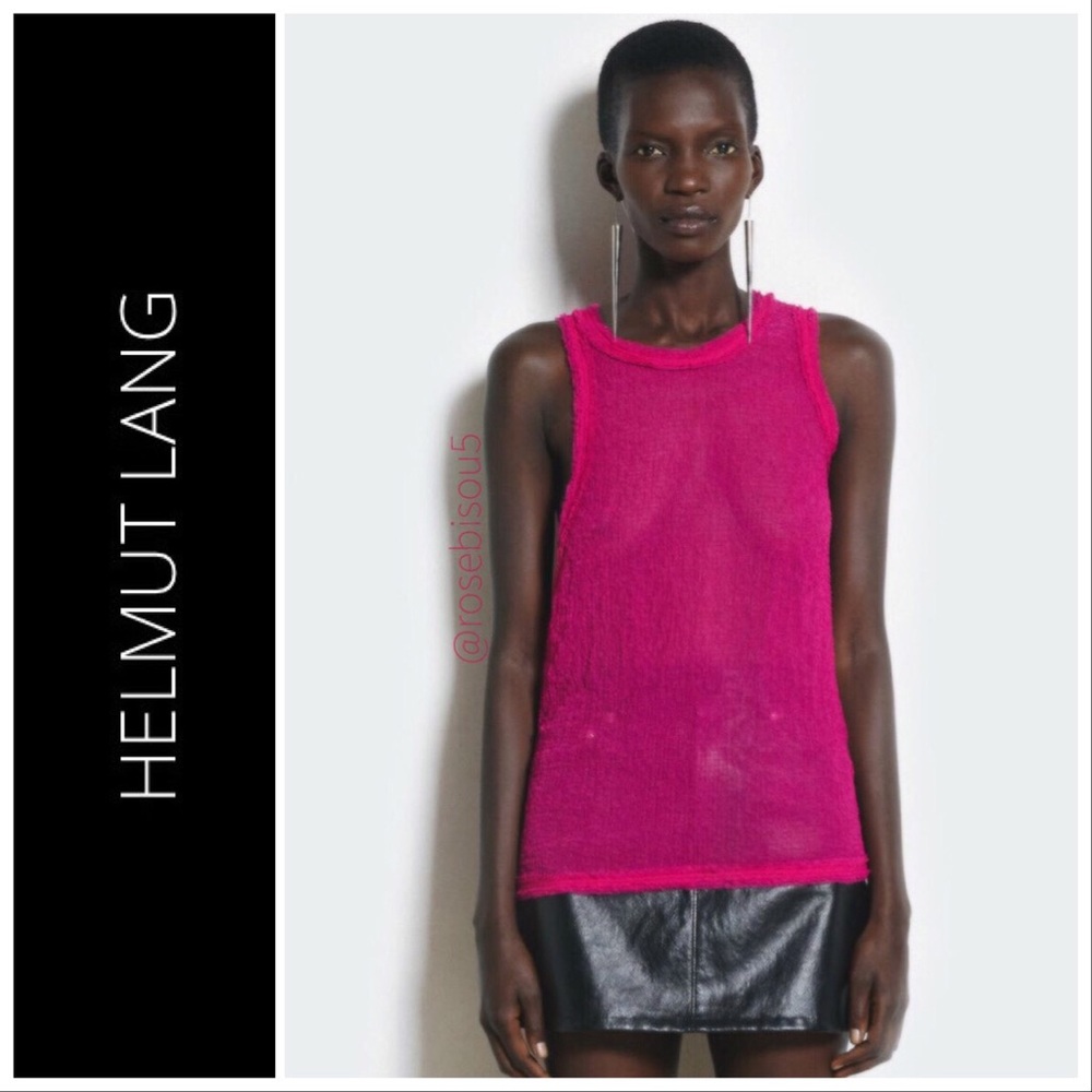 🆕{HELMUT LANG} Sheer Chiffon Asymmetric Arm Tank